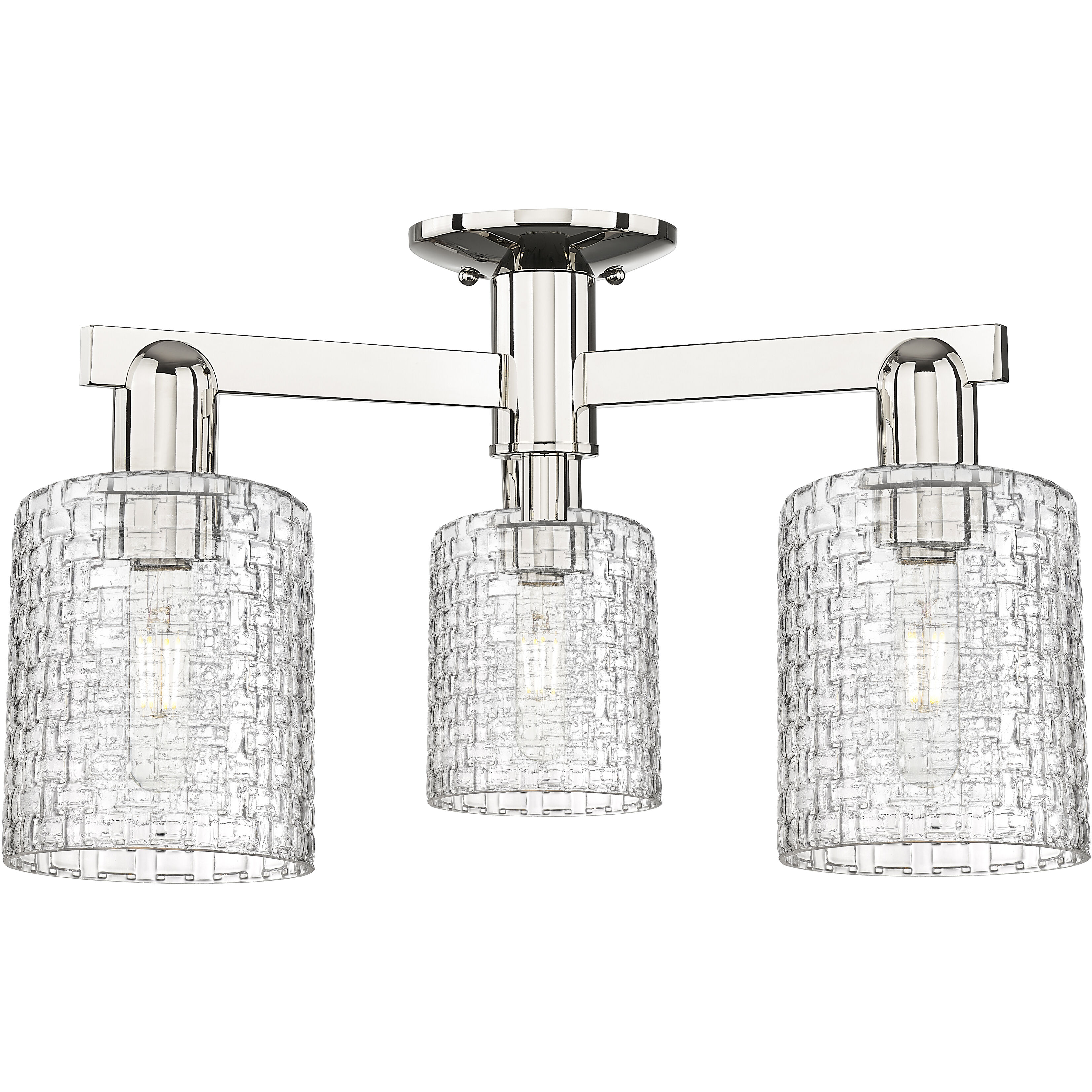 Arcadia Cobbleskill 3 Light 22.5 inch Polished Nickel Semi-Flush Mount Ceiling Light