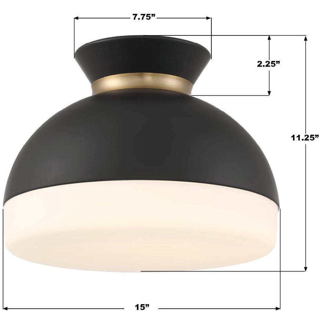 Gidget 2 Light 15 inch Matte Black and Vibrant Gold Flush Ceiling Light