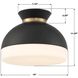 Gidget 2 Light 15 inch Matte Black and Vibrant Gold Flush Ceiling Light
