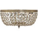 Waltham 3 Light 14 inch Olde Brass Flush Ceiling Light in Golden Teak Hand Cut
