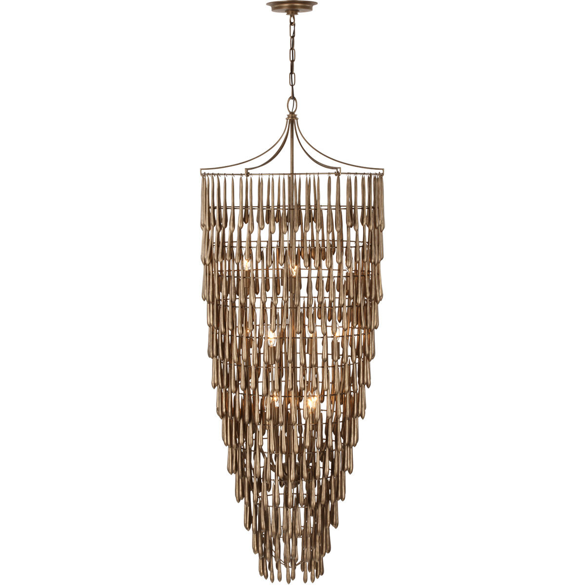 Julie Neill Vacarro LED 25 inch Antique Bronze Leaf Cascading Chandelier Ceiling Light