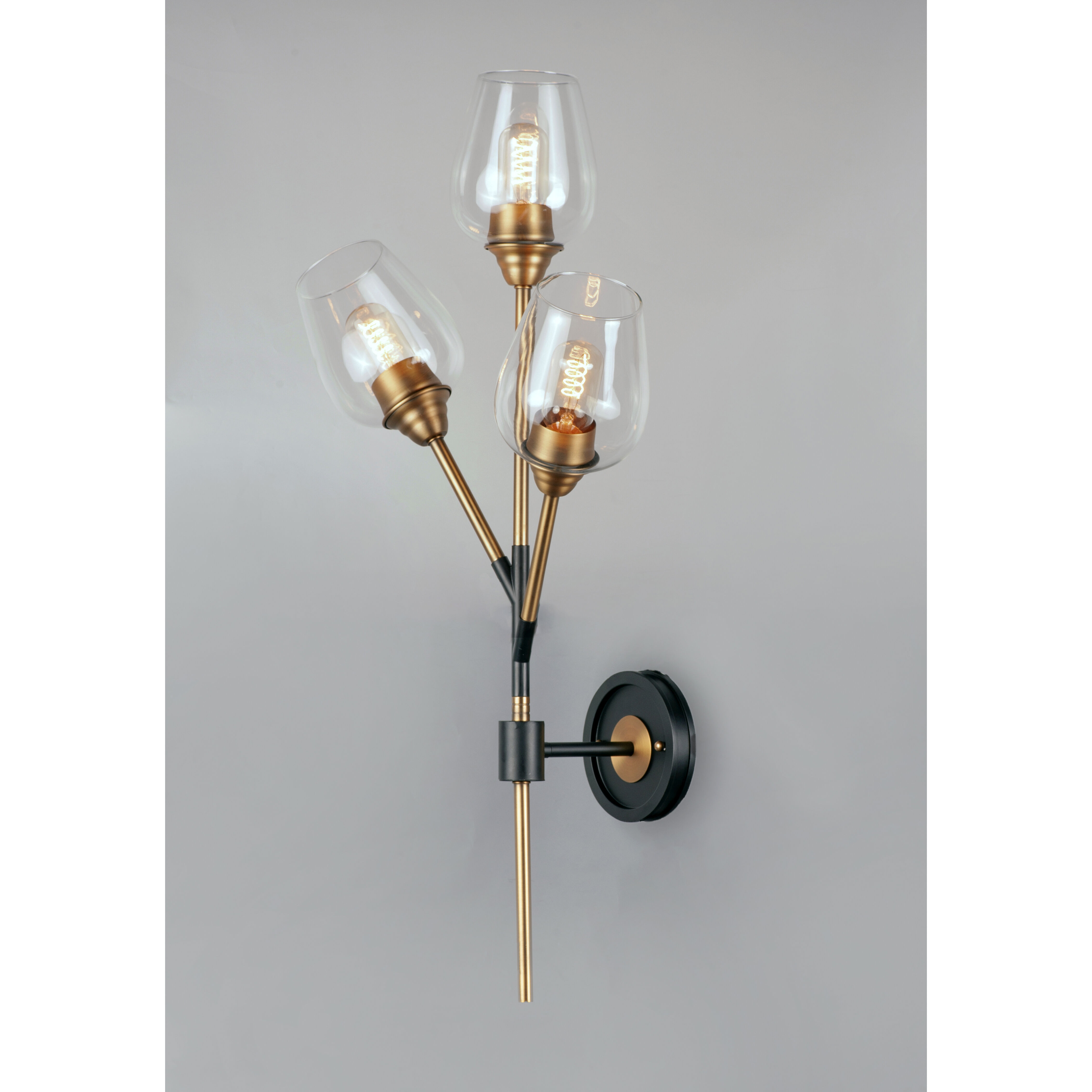Savvy 3 Light Antique Brass/Black Wall Sconce Wall Light