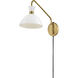 Simon LED 8 inch Matte White with Heritage Brass accents Sconce Wall Light
