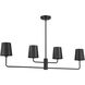 Contemporary 4 Light 42 inch Matte Black Linear Chandelier Ceiling Light