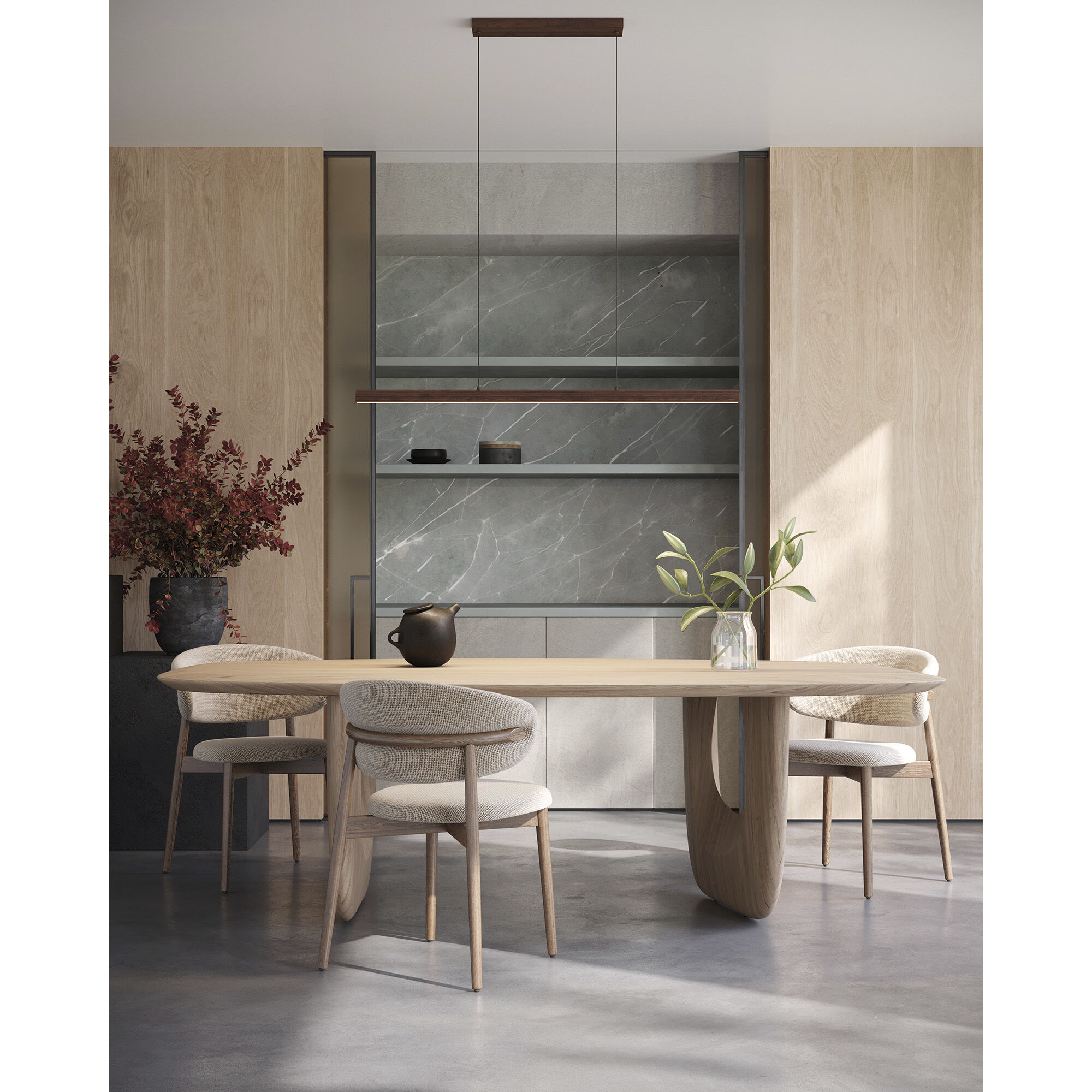 Alora Mood Dottie 48 inch Walnut Linear Pendant Ceiling Light