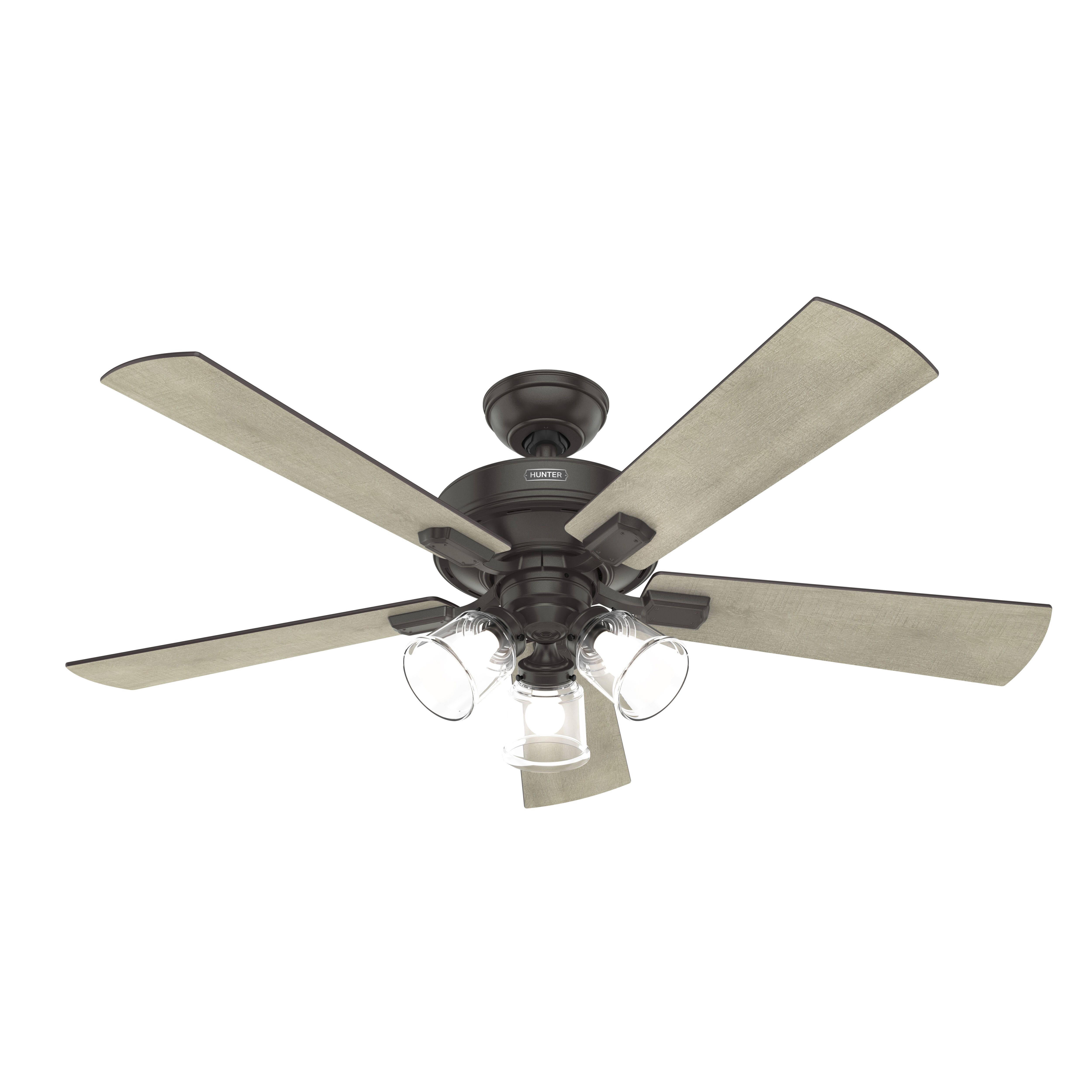 Crestfield 52 inch Noble Bronze with Bleached Grey Pine/Greyed Walnut Blades Ceiling Fan