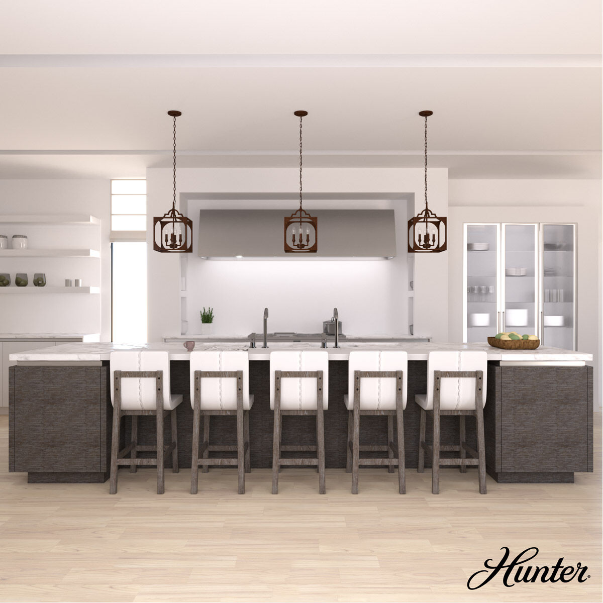 Highland Hill 4 Light 12 inch Textured Rust Pendant Ceiling Light