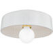 Ray 1 Light 11 inch Aged Brass and Ceramic Reactive White Flush Mount Ceiling Light