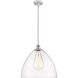 Ballston Dome LED 16 inch White and Polished Chrome Pendant Ceiling Light in Seedy Glass