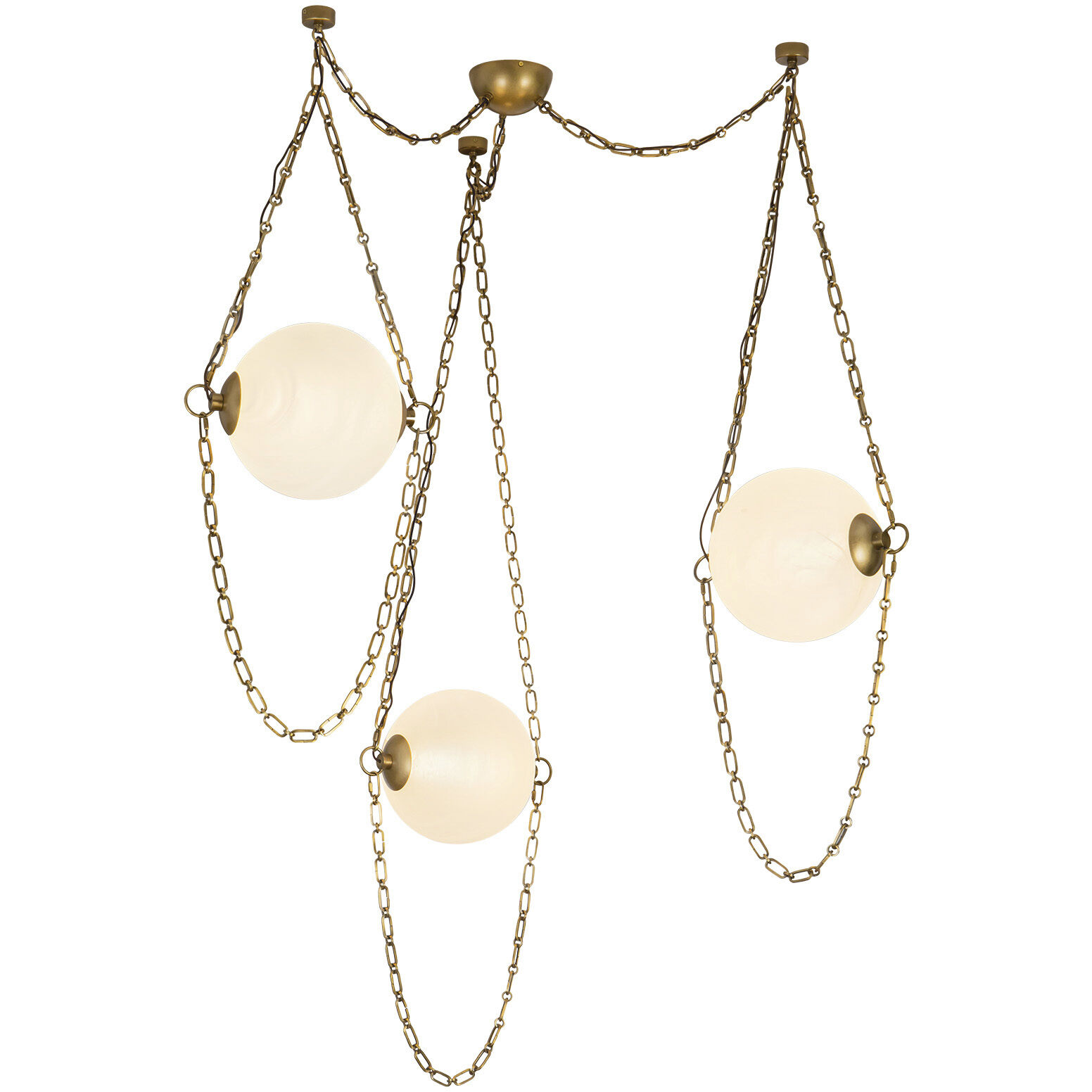 Petra 14.5 inch Vintage Brass and Cloud Glass Chandelier Ceiling Light