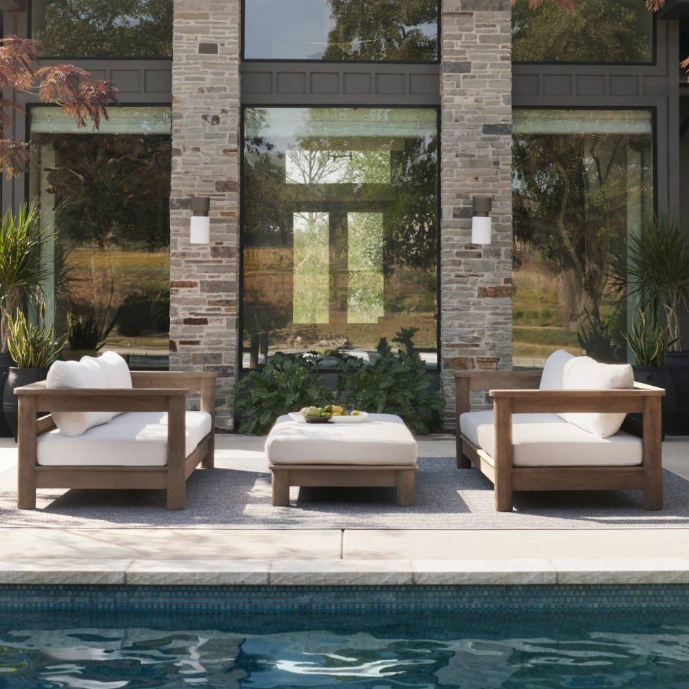 Caldwell Shale and Weathered Teak Outdoor Sofa