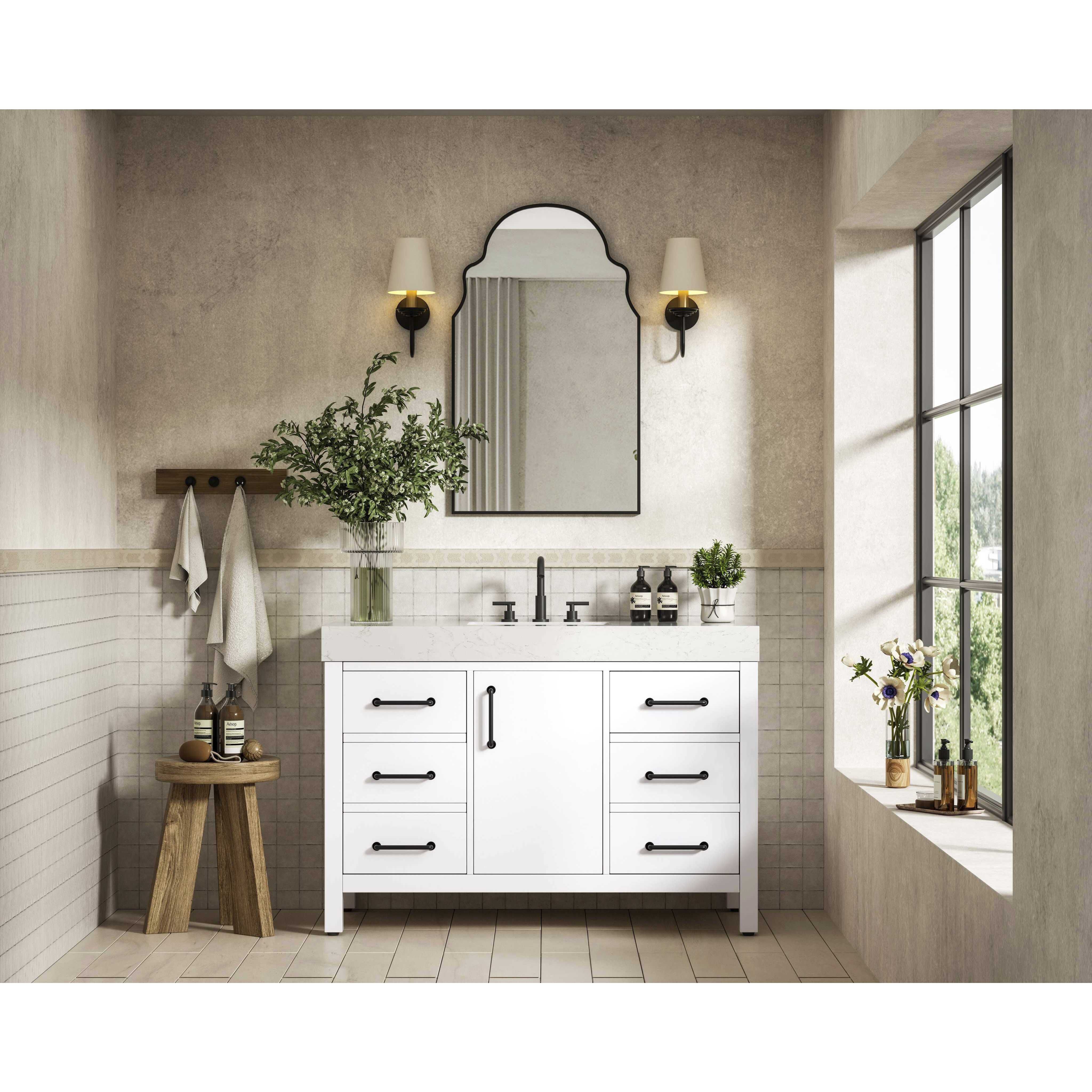 Nathan 48 X 34 inch White Bathroom Vanity Cabinet