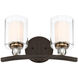 Studio 5 2 Light 16 inch Painted Bronze/Natural Brush Bath Light Wall Light
