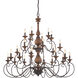 Auburn 24 Light 48 inch Rustic Black Foyer Chandelier Ceiling Light