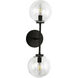 Alora Mood Cassia 2 Light 6 inch Matte Black Wall/Vanity Light Wall Light in Clear Glass