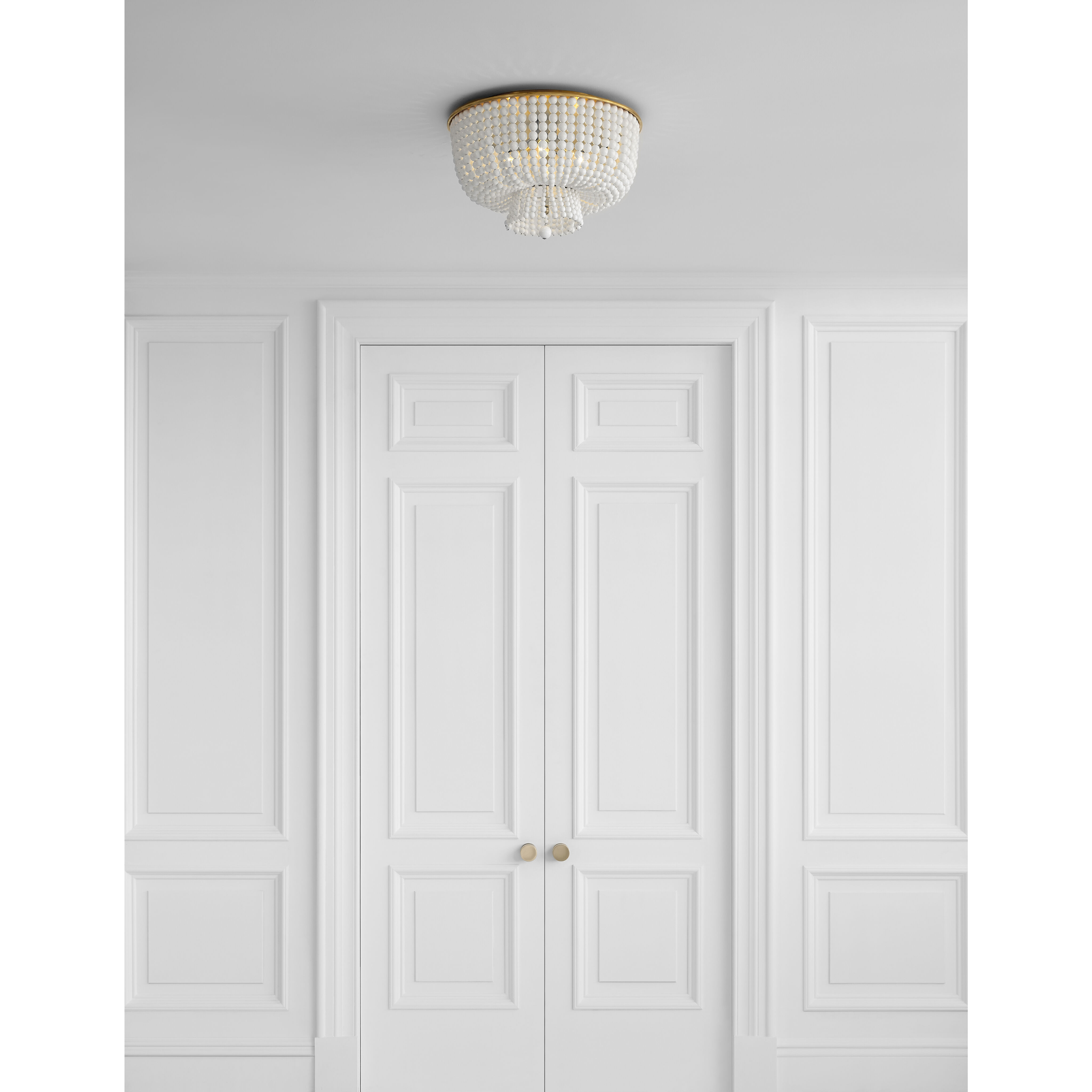 AERIN Jacqueline 4 Light 18 inch Hand-Rubbed Antique Brass Flush Mount Ceiling Light in White Acrylic