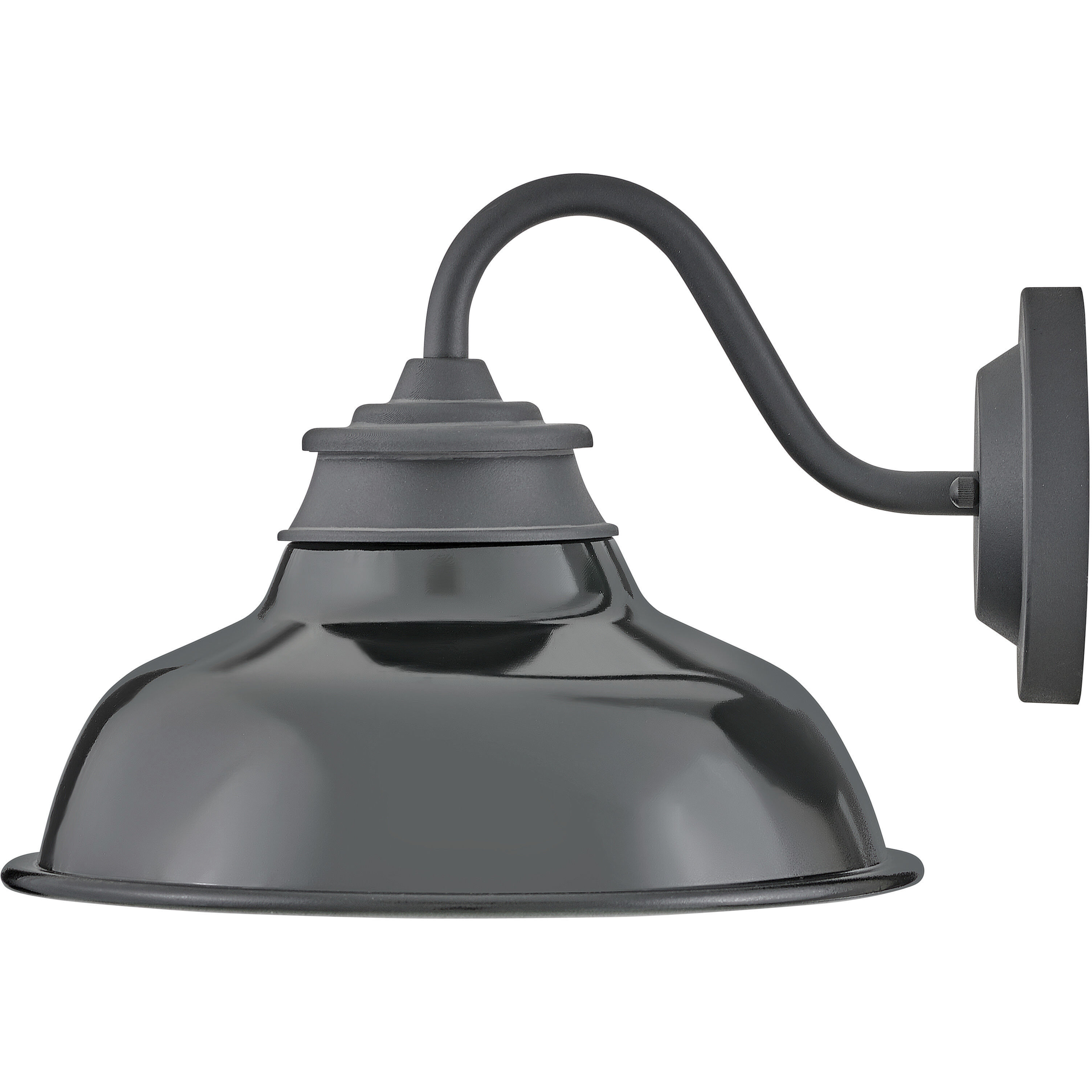 Wallace Outdoor Barn Light in Museum Black with Gloss Black, Gooseneck