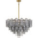 Addis 16 Light 32 inch Aged Brass Chandelier Ceiling Light in Tronchi Glass Smoke
