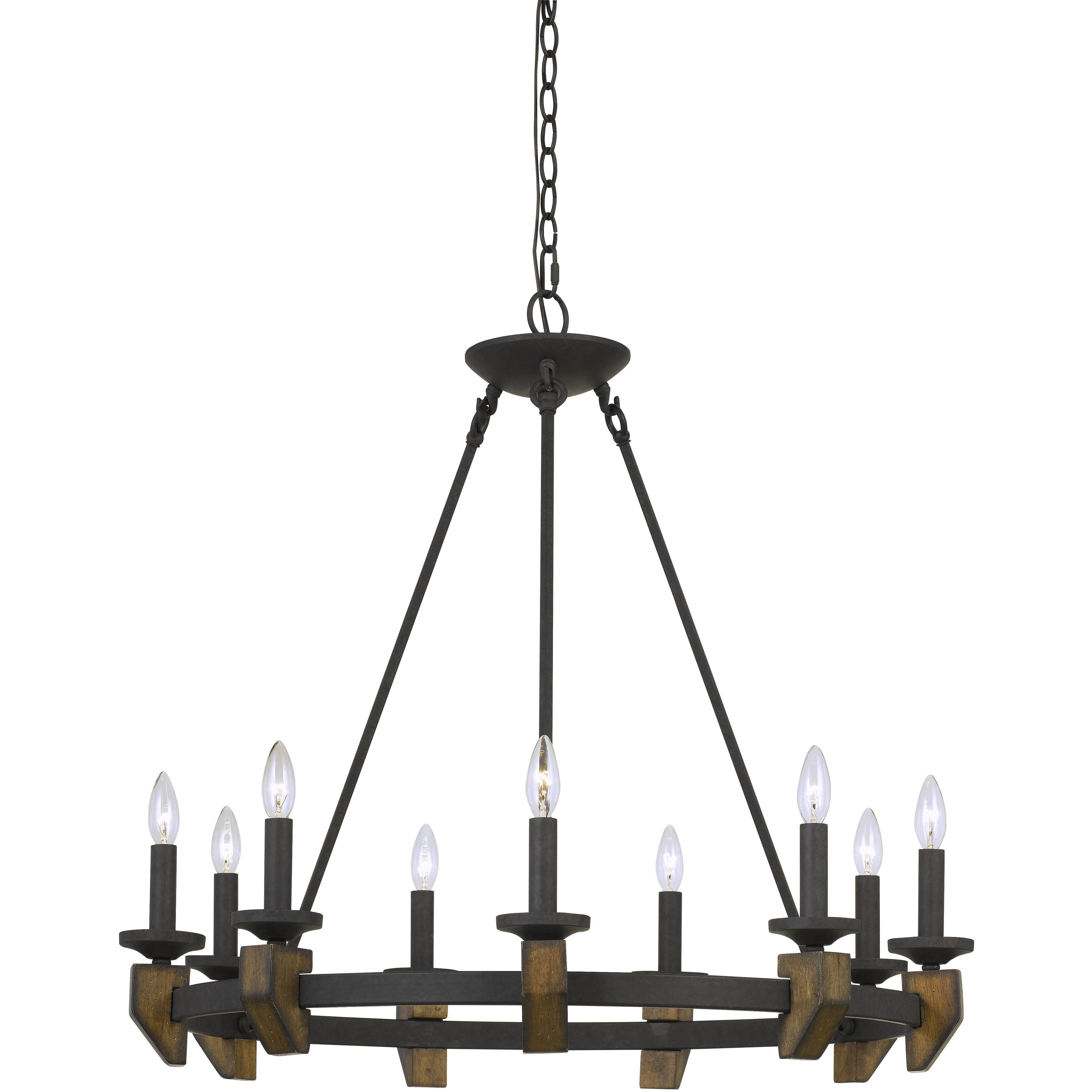 Cruz 9 Light 33 inch Warm Bronze and Wood Chandelier Ceiling Light