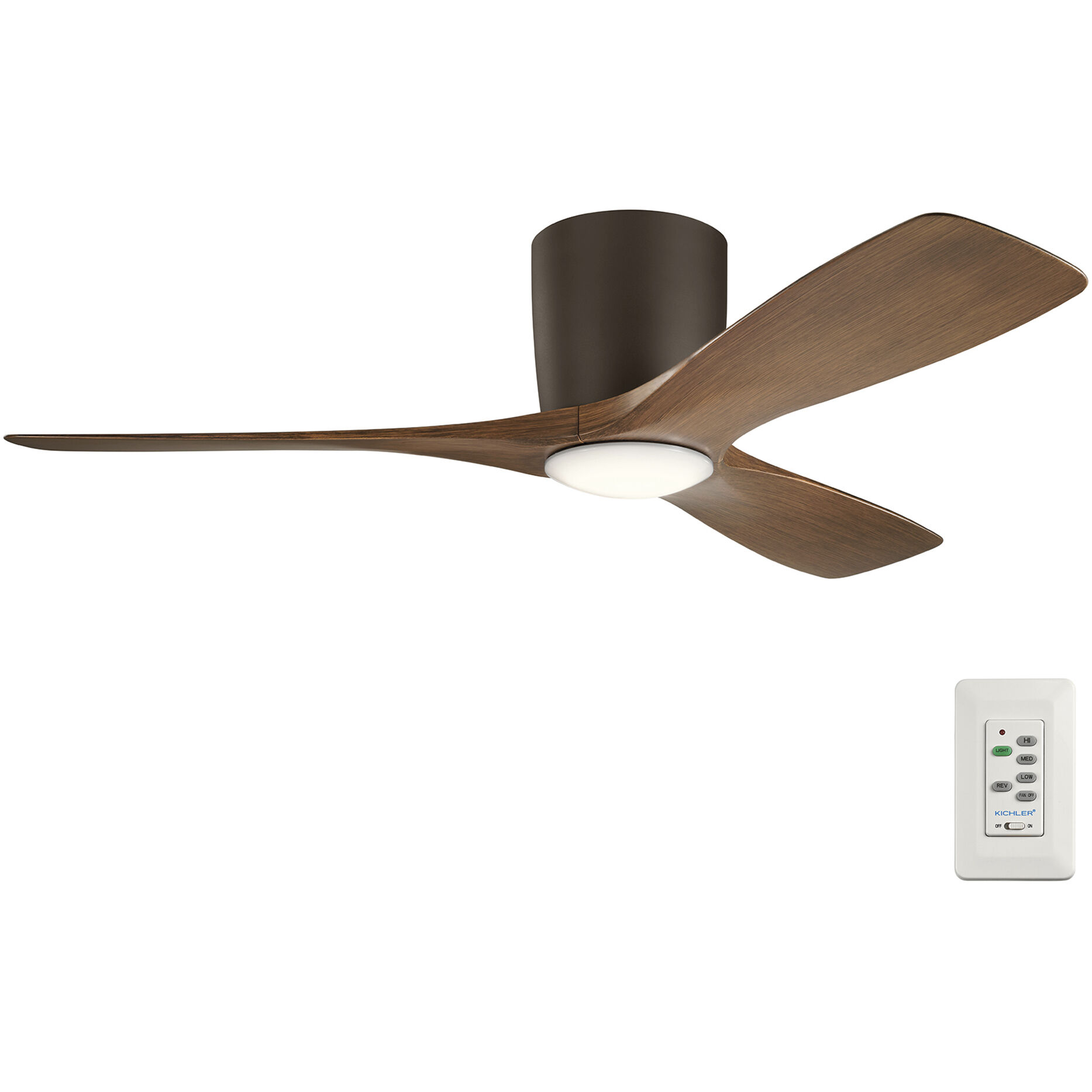 Volos 48 inch Satin Natural Bronze with Walnut Blades Ceiling Fan