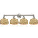 Edison Woven Rattan 4 Light 35 inch Brushed Satin Nickel Bath Vanity Light Wall Light