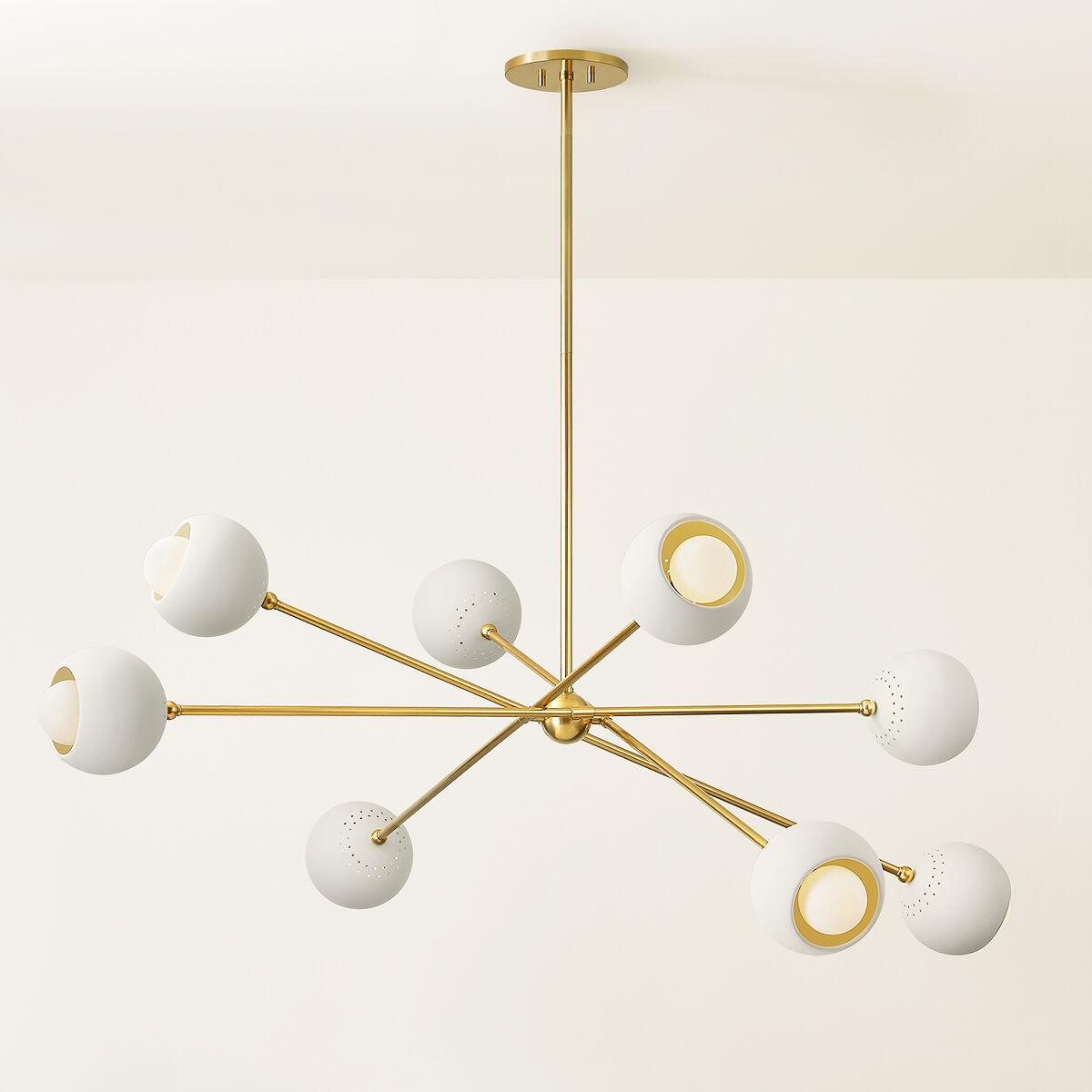Saylor 8 Light 53.75 inch Aged Brass/Soft Cream Chandelier Ceiling Light