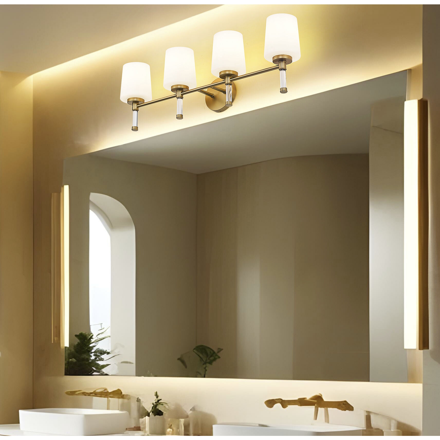 Henri Vanity Wall Light in Modern Gold