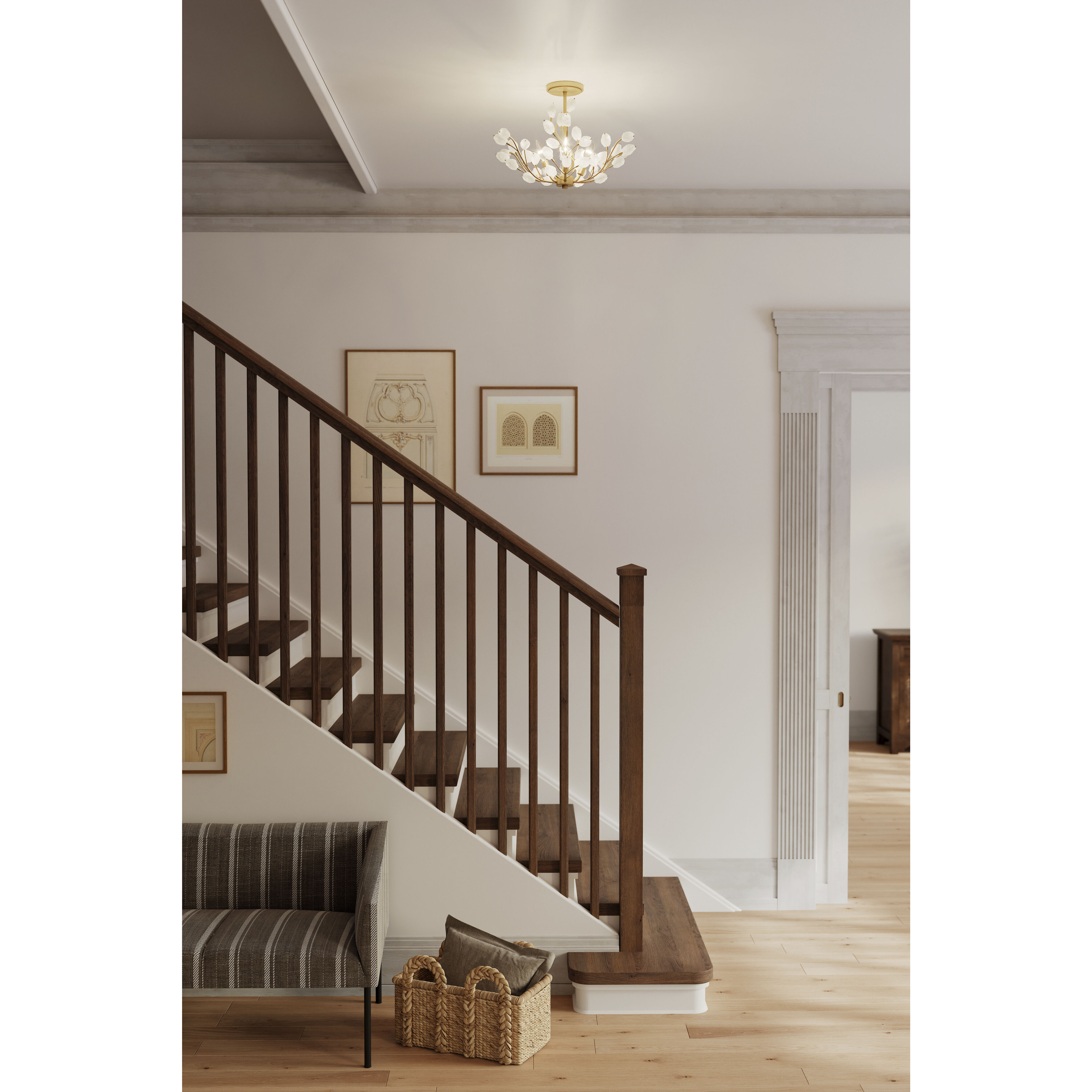 Ramus 4 Light 22 inch Painted Legacy Brass Semi-Flush Mount Ceiling Light