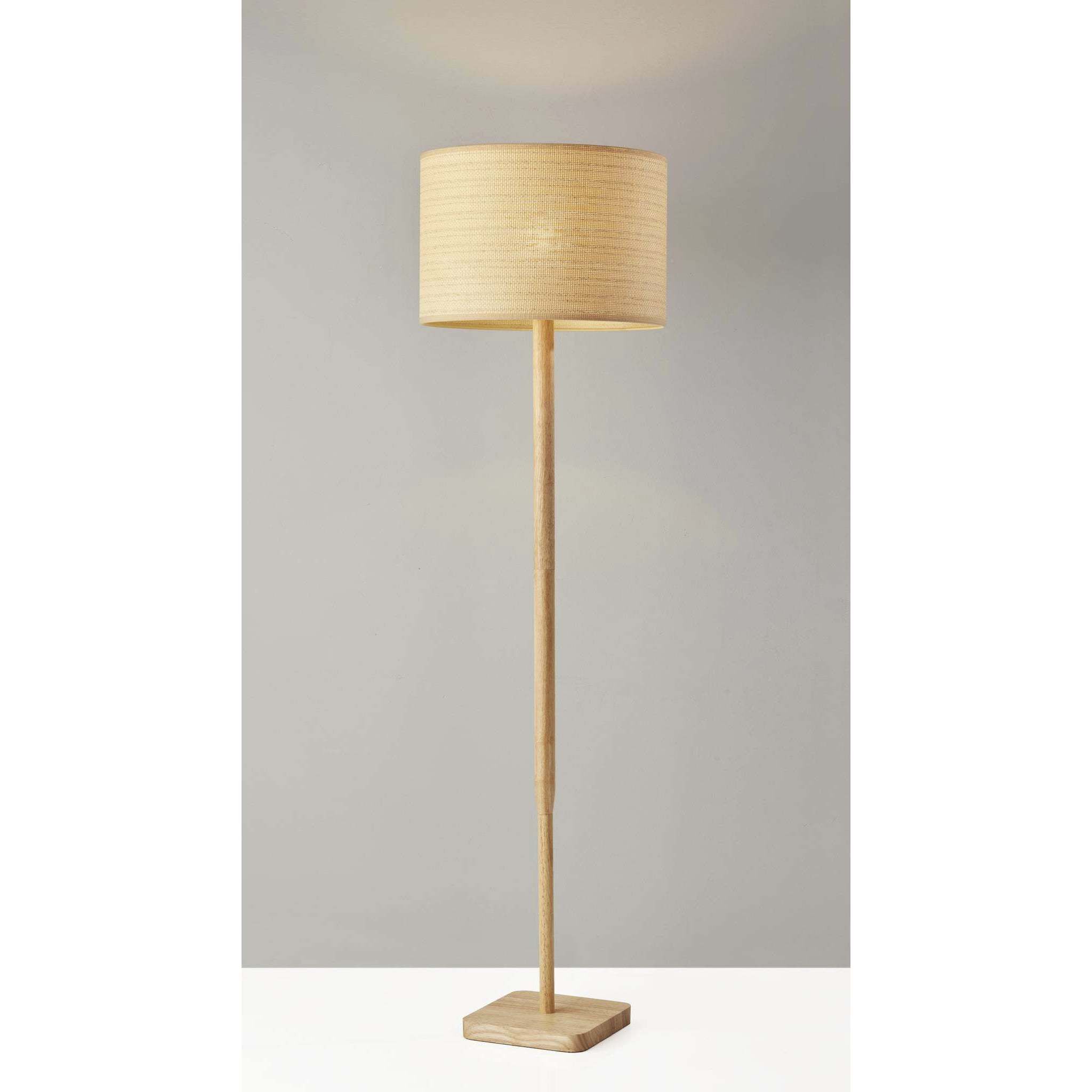 Ellis 58 inch 150.00 watt Natural Wood Floor Lamp Portable Light in Natural Woven with Beige Trim 