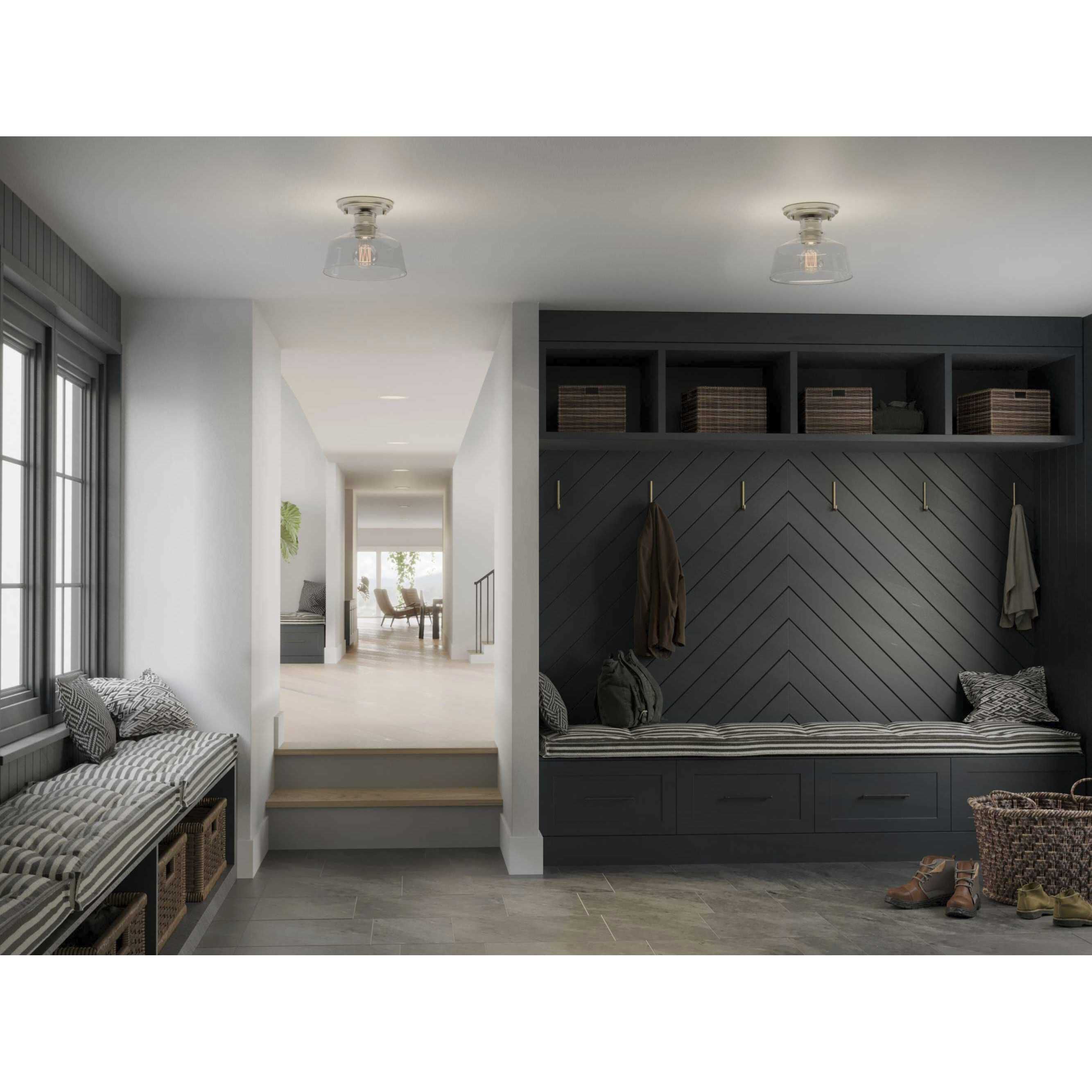 Singleton 1 Light 7.62 inch Brushed Nickel Semi-Flush Mount Ceiling Light