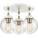 Boudreaux 3 Light 15 inch Matte White with Satin Brass Semi Flush Mount Ceiling Light