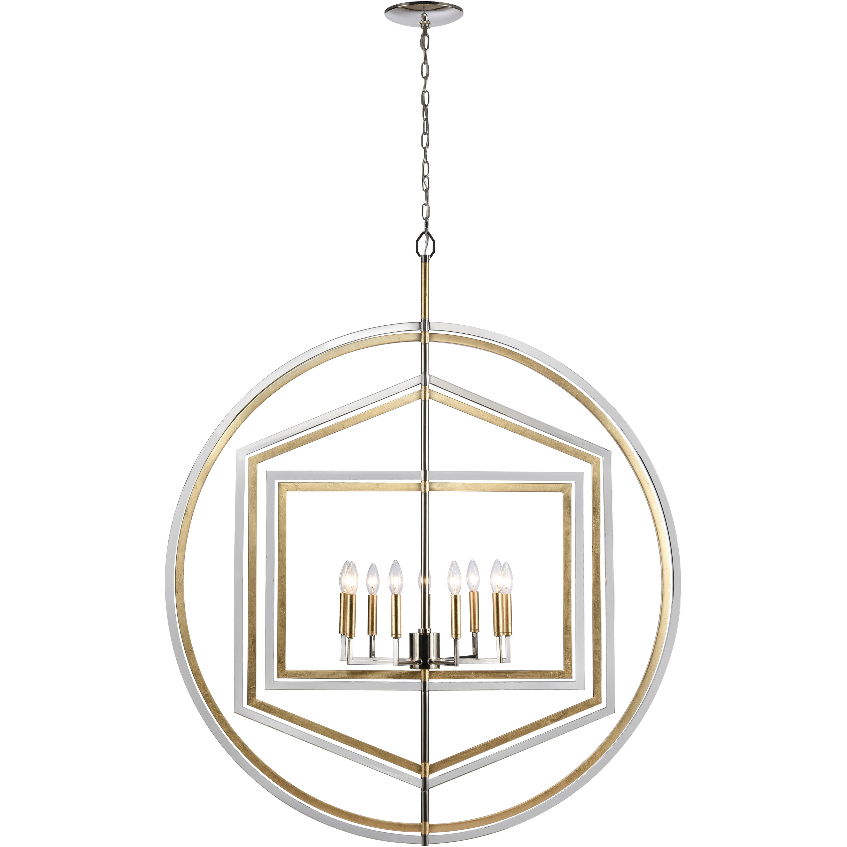 Geosphere 9 Light 46 inch Polished Nickel Chandelier Ceiling Light