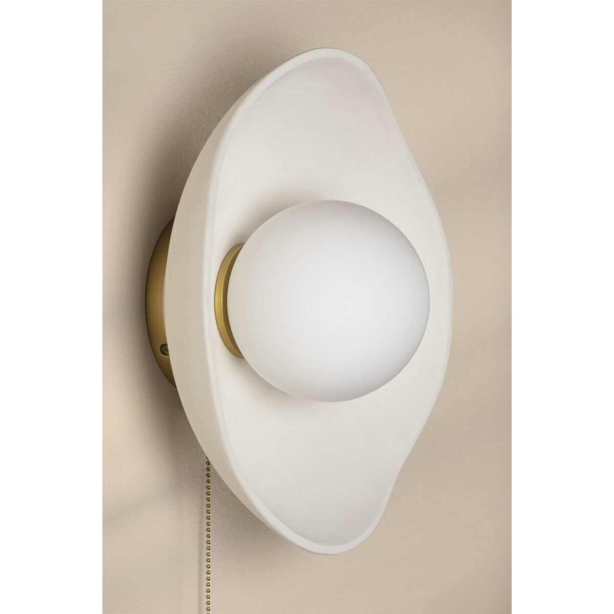 Bacia 1 Light 12 inch Aged Brass/Ceramic Raw Matte White Wall Sconce Wall Light