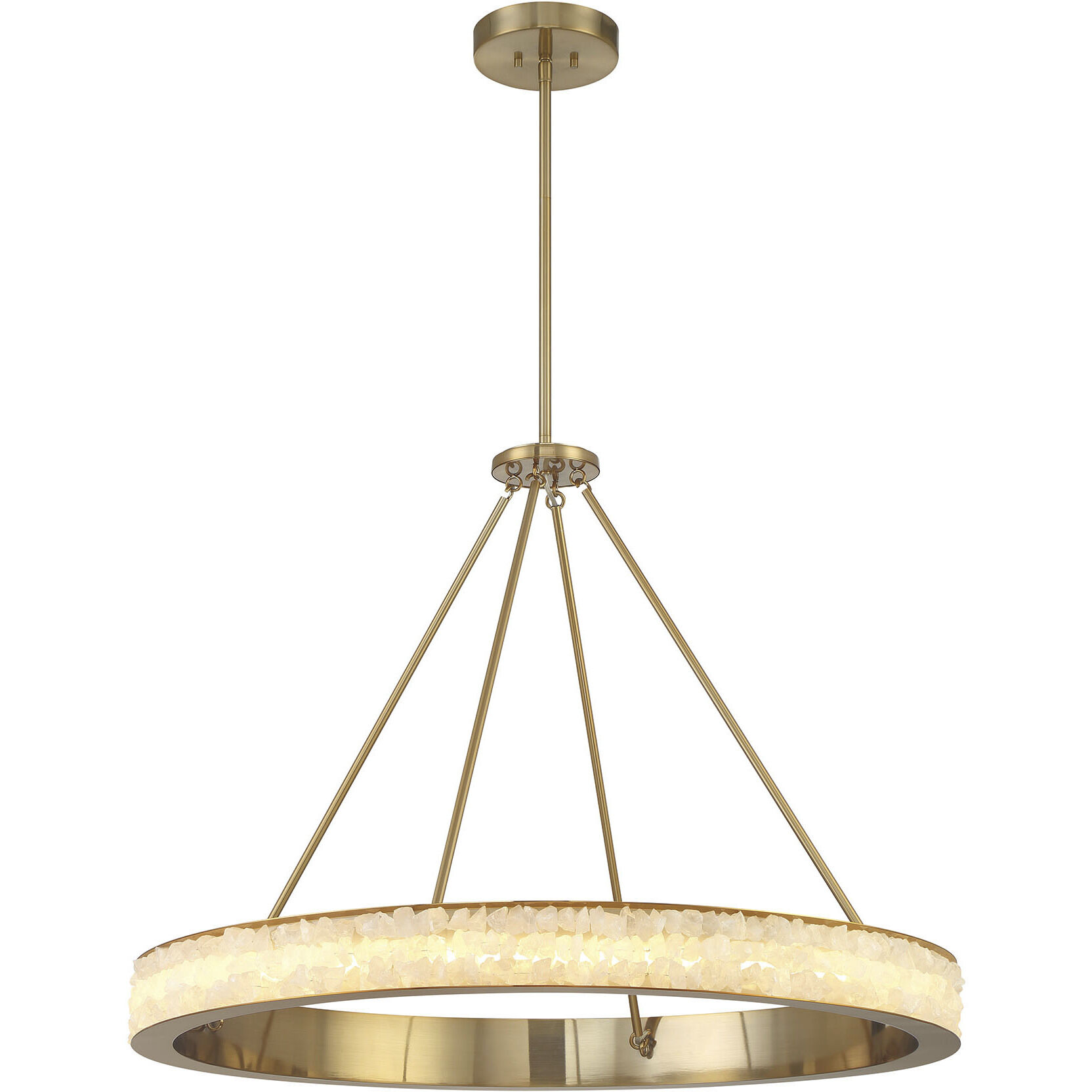 Divinely LED 36.75 inch Celeste Brass Chandelier Ceiling Light