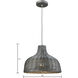 Pleasant Fields 1 Light 14 inch Weathered Gray with Graphite Pendant Ceiling Light
