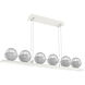 Cabochon Linear Chandelier Ceiling Light in 3000K LED, Clear, Salt White with White Marble, Medium