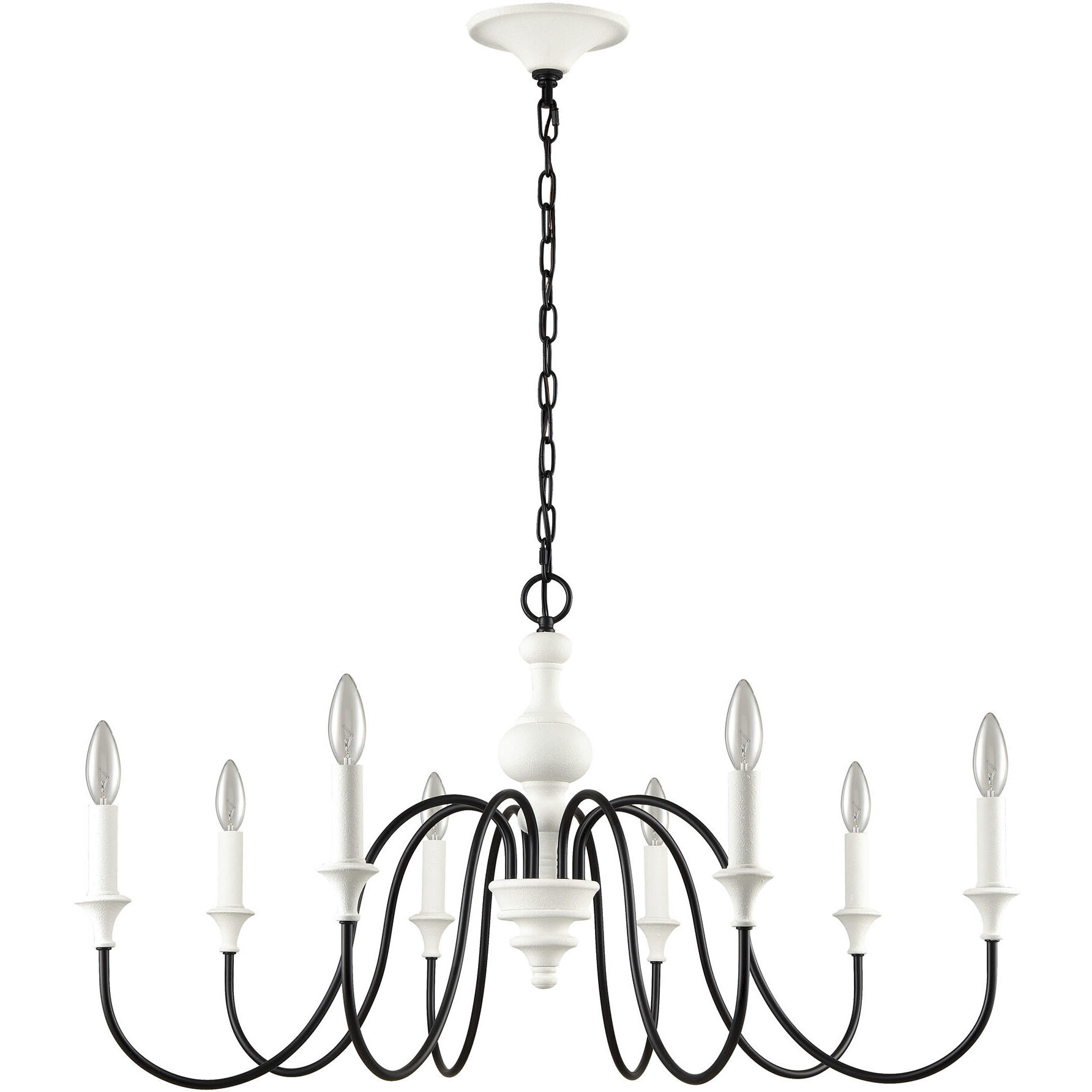 Val de Loire 8 Light 36 inch Textured White with Black Chandelier Ceiling Light