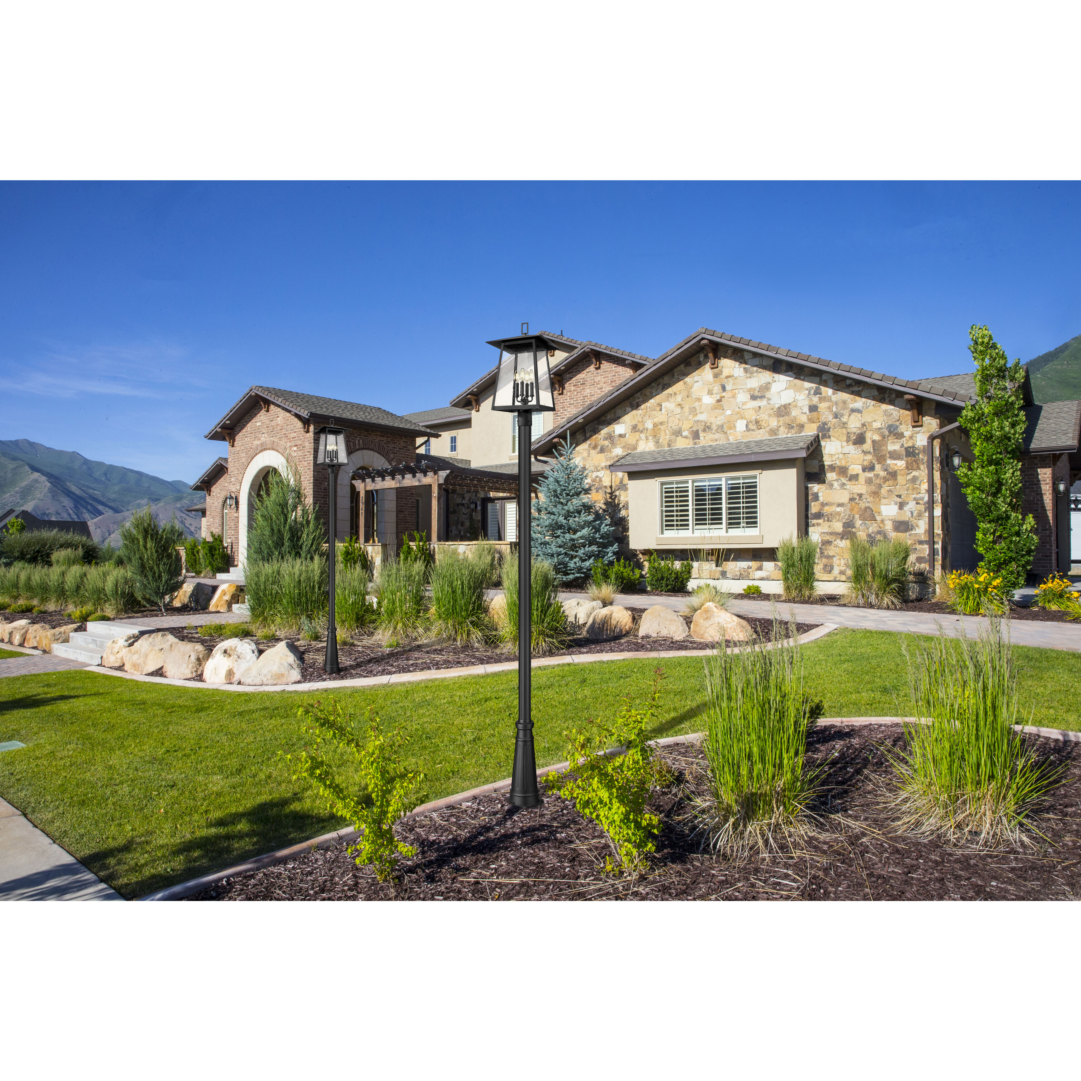 Rainer 4 Light 118.25 inch Black Outdoor Post Mounted Fixture in G9