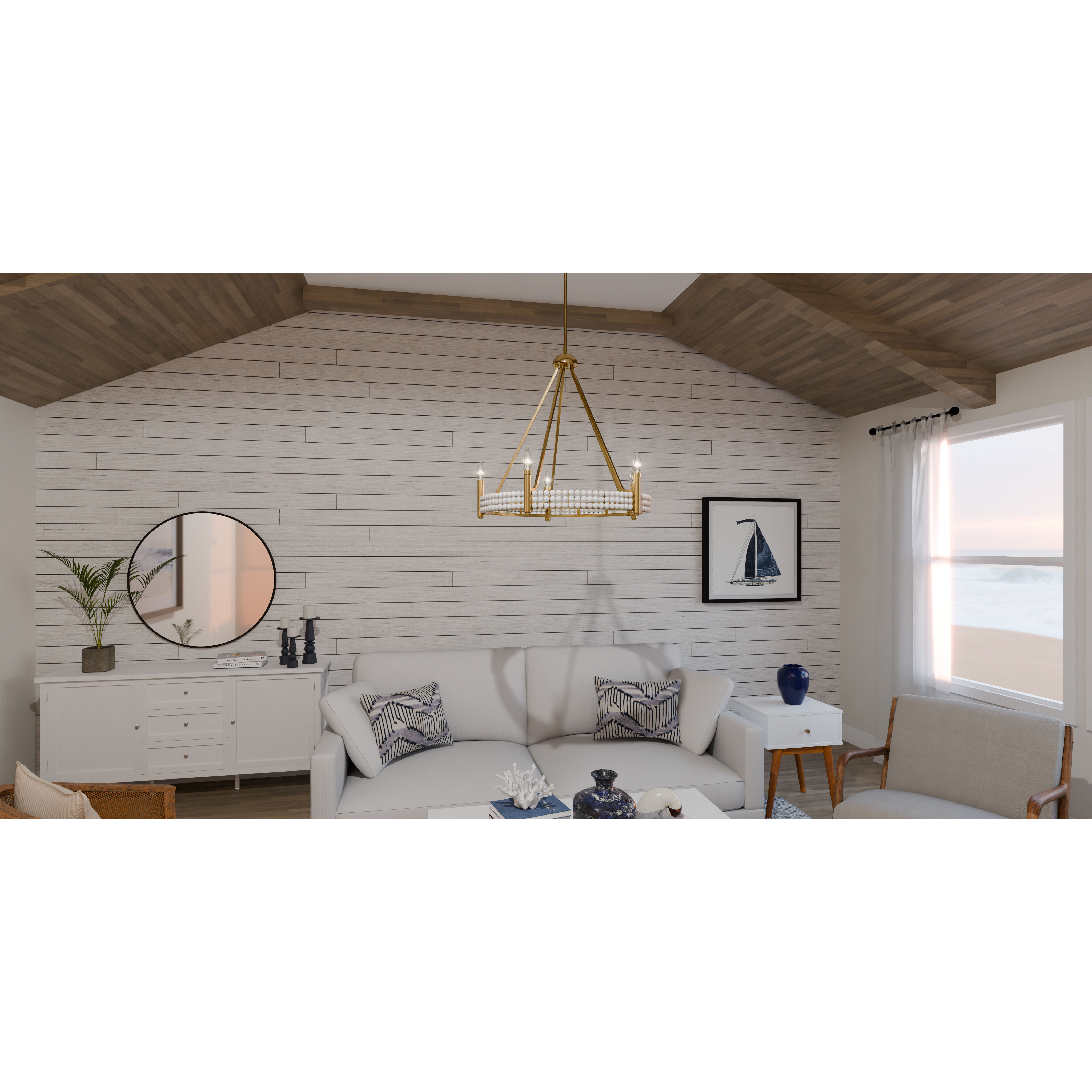 Molly 5 Light 27 inch Brushed Gold Chandelier Ceiling Light