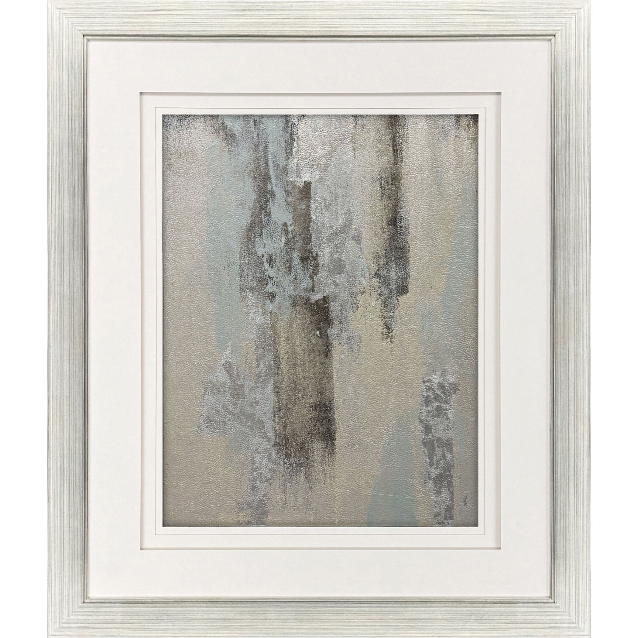 Concrete Planet Gray and Blue and Metallic and White Framed Art, The Studio