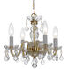 Traditional Crystal 4 Light 15 inch Polished Brass Mini Chandelier Ceiling Light in Clear Hand Cut