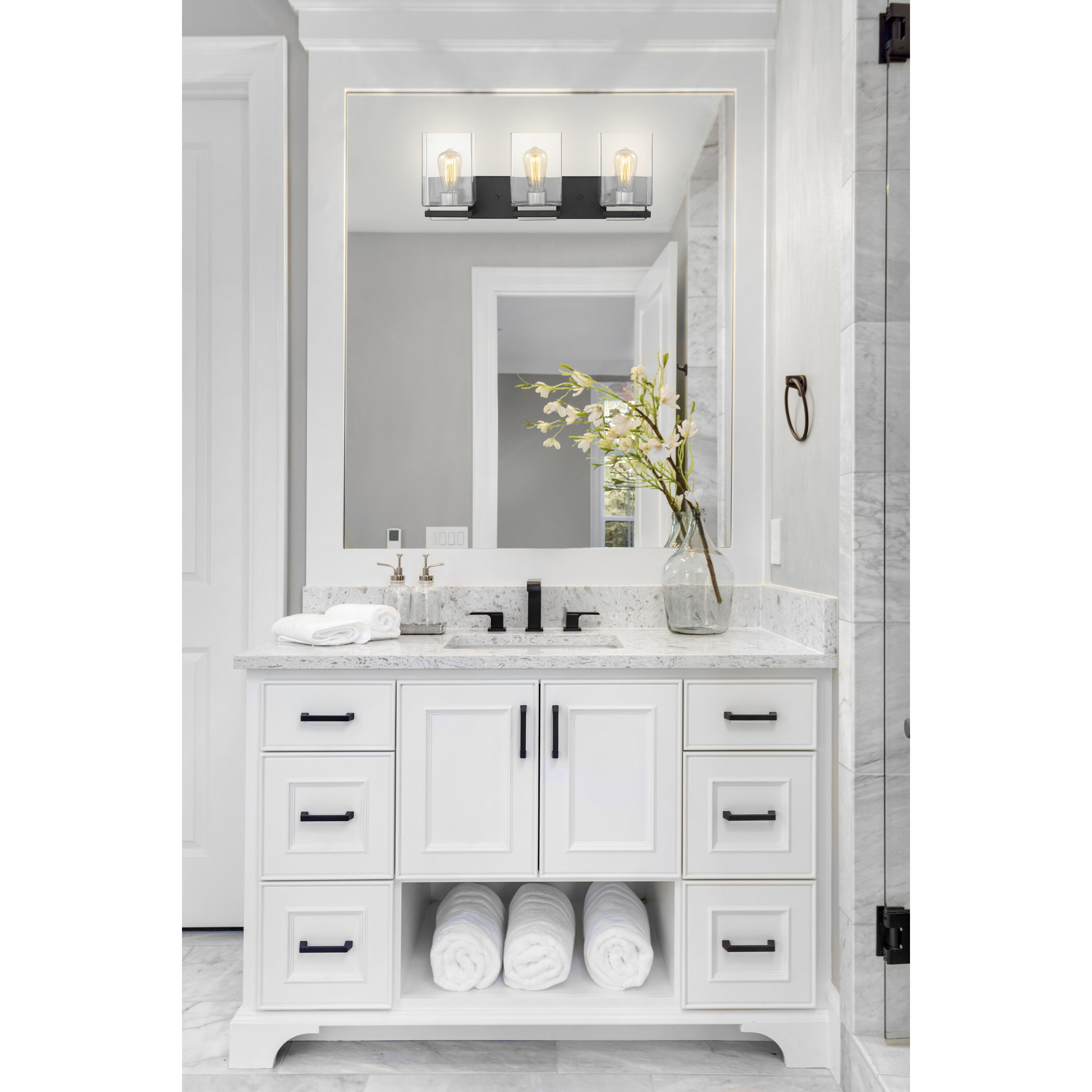 Crossroads 3 Light 23 inch Matte Black Bathroom Vanity Lights Wall Light