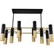 Anem 10 Light 12 inch Matte Black and Satin Gold Down Chandelier Ceiling Light