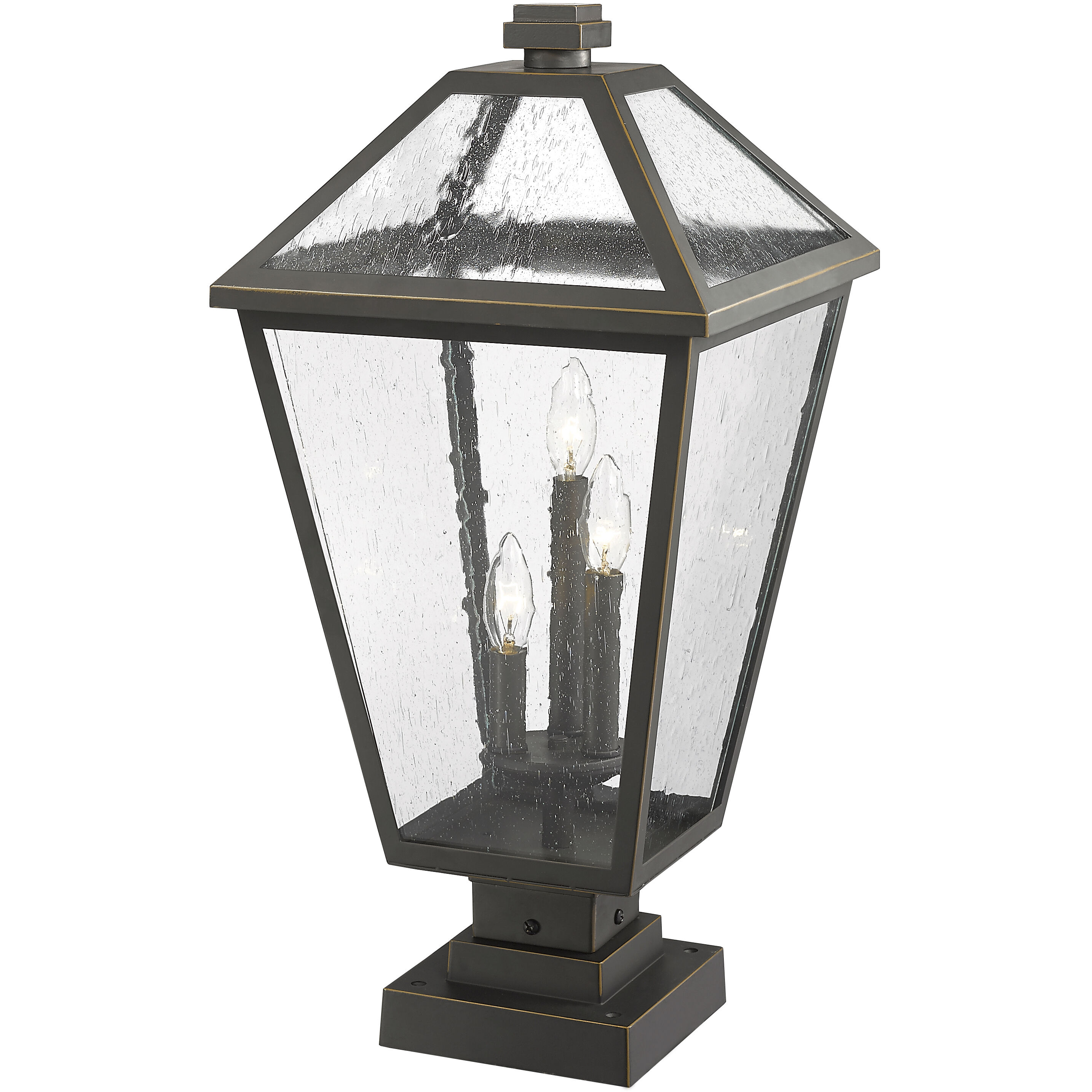 Talbot 3 Light 24.75 inch Oil Rubbed Bronze Outdoor Pier Mounted Fixture in Seedy Glass