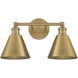 Modern Farmhouse 2 Light 17 inch Natural Brass Bathroom Vanity Light Wall Light