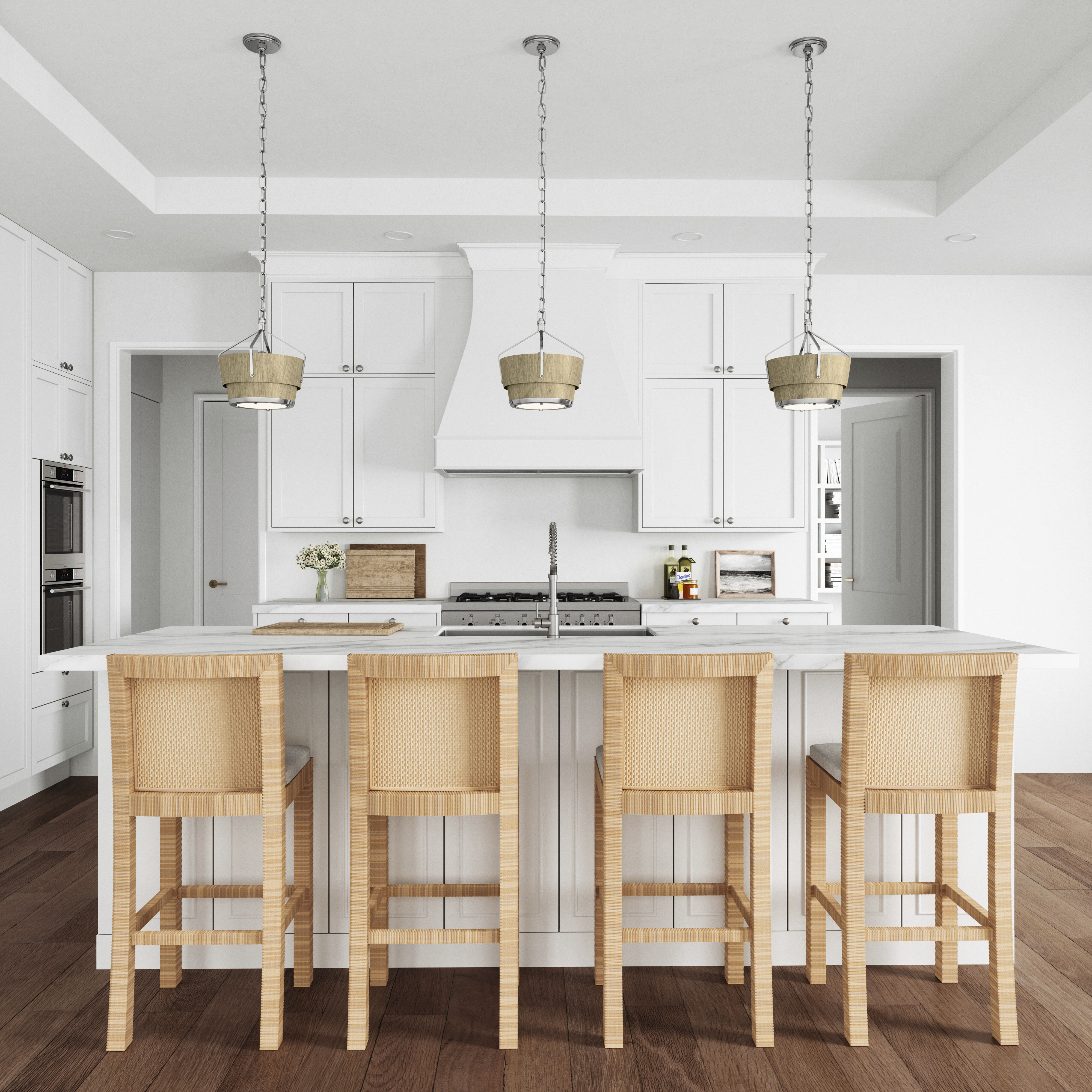 Marin 1 Light 10.5 inch Polished Nickel with Wood Tone Pendant Ceiling Light