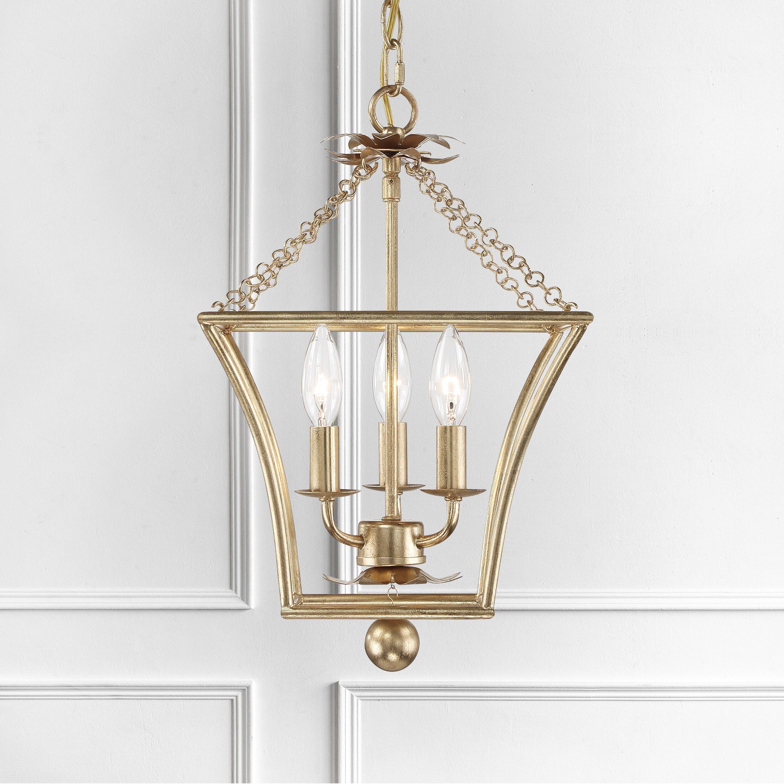 Broche 3 Light 11 inch Antique Gold Lantern Chandelier Ceiling Light