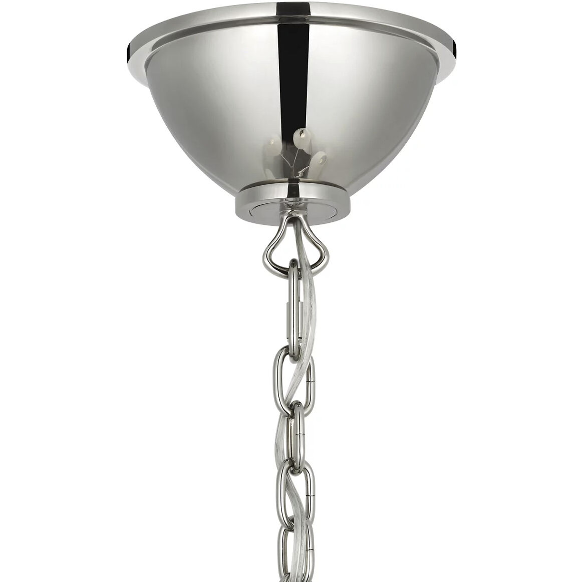 Amber Lewis Griffin LED 31 inch Polished Nickel and Parchment Leather Chandelier Ceiling Light