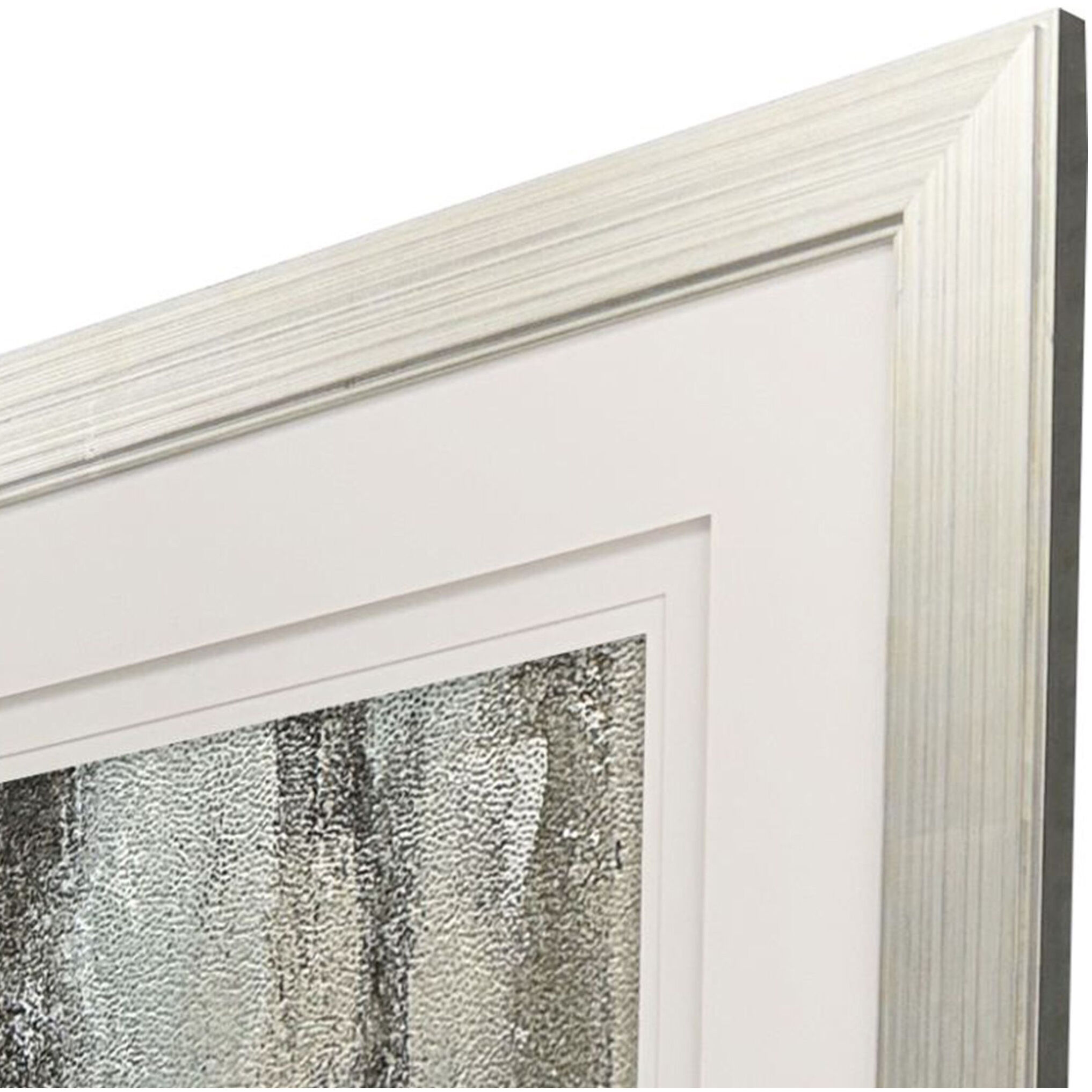 Concrete Planet Gray and Blue and Metallic and White Framed Art, The Studio