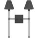 Jefferson 2 Light 16 inch Matte Black Wall Sconce Wall Light